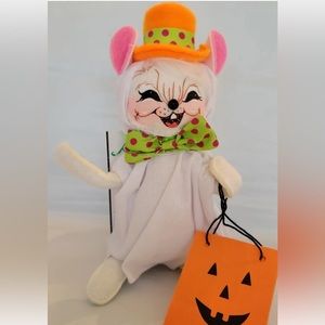 2017 Annalee Halloween Trick Or Treat Ghost 6” Plush Doll Rare Orange Hat 300717